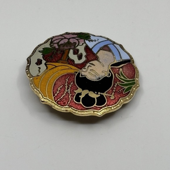 Vintage Cloisonné Enamel Brooch Statement Pendant Chinoiserie Style - Picture 5 of 8